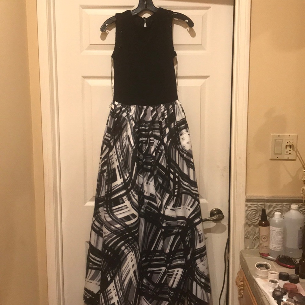 Black and white puffy a-line maxi ball gown